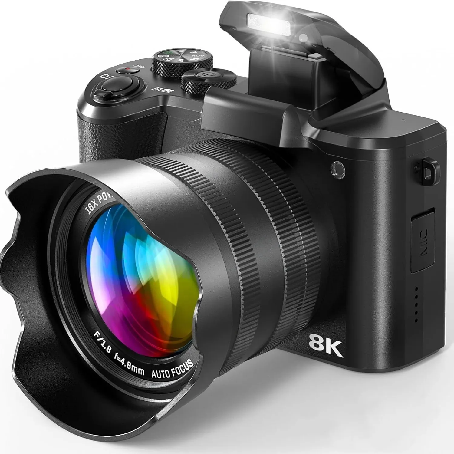 RENVMEXY Cámara Digital 8K/48MP WiFi, 2 Lentes + Flash LED DC226