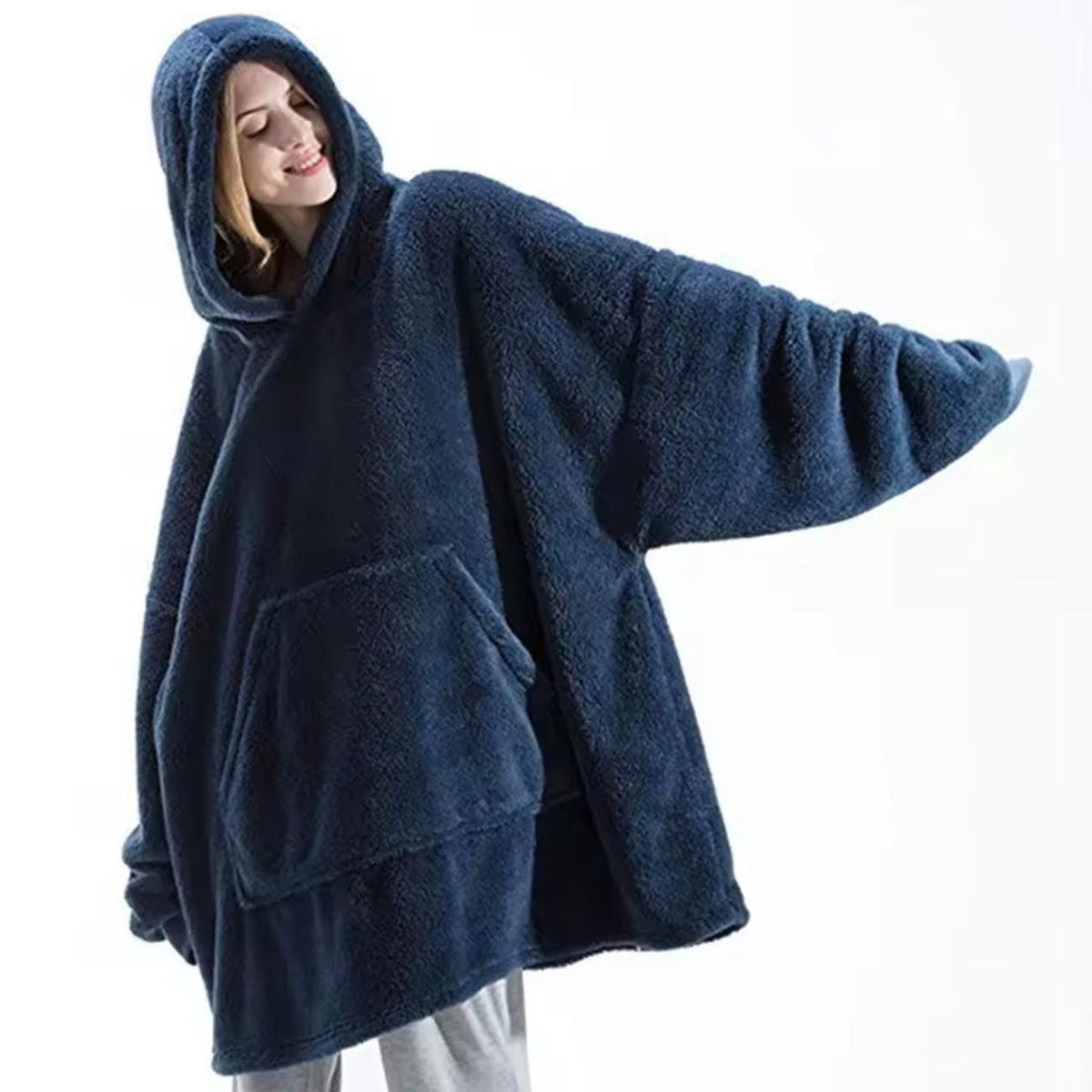 MORLAN - Maxi Polerón Sherpa Bata Manta Capucha Frazada Invierno