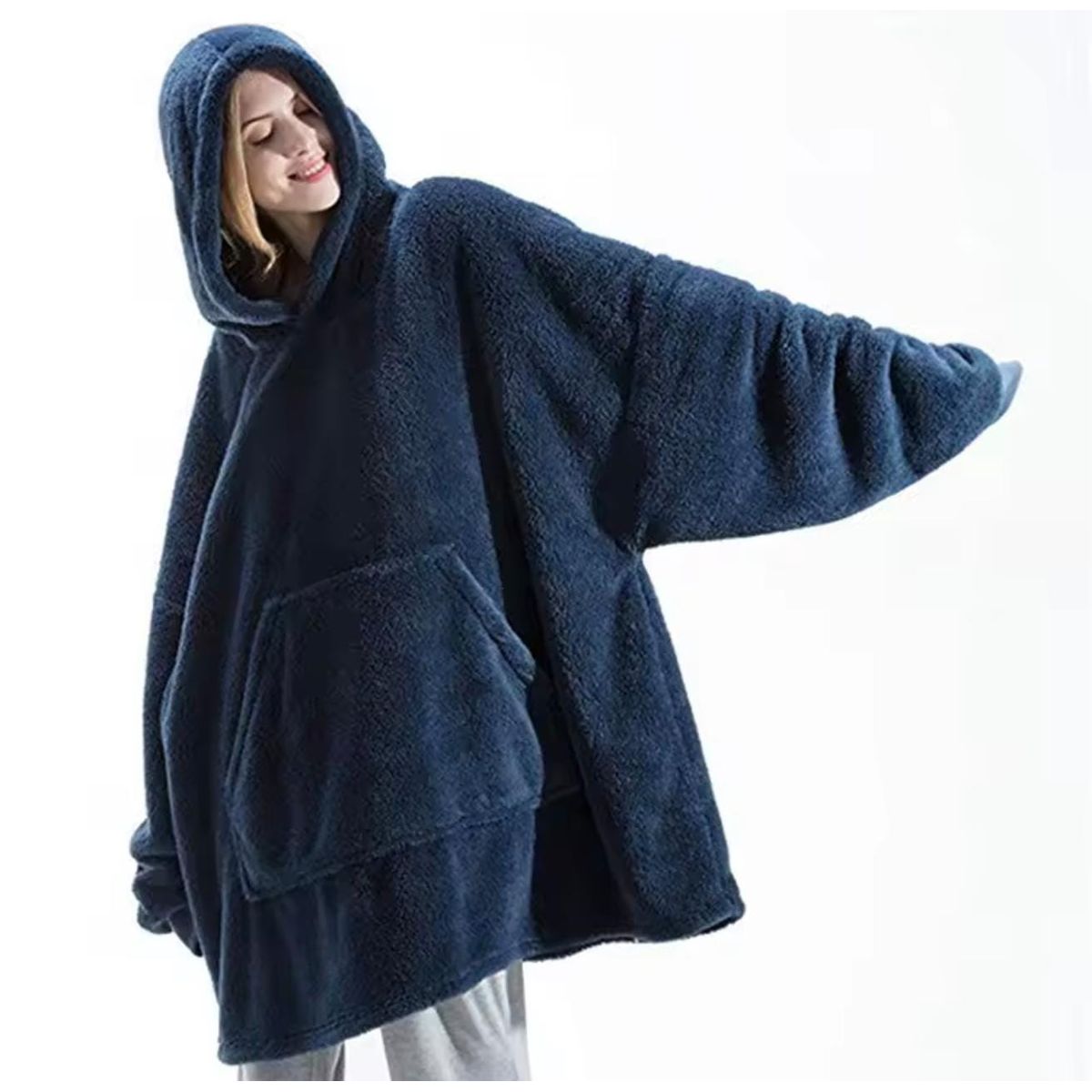 MORLAN - Maxi Polerón Sherpa Bata Manta Capucha Frazada Invierno