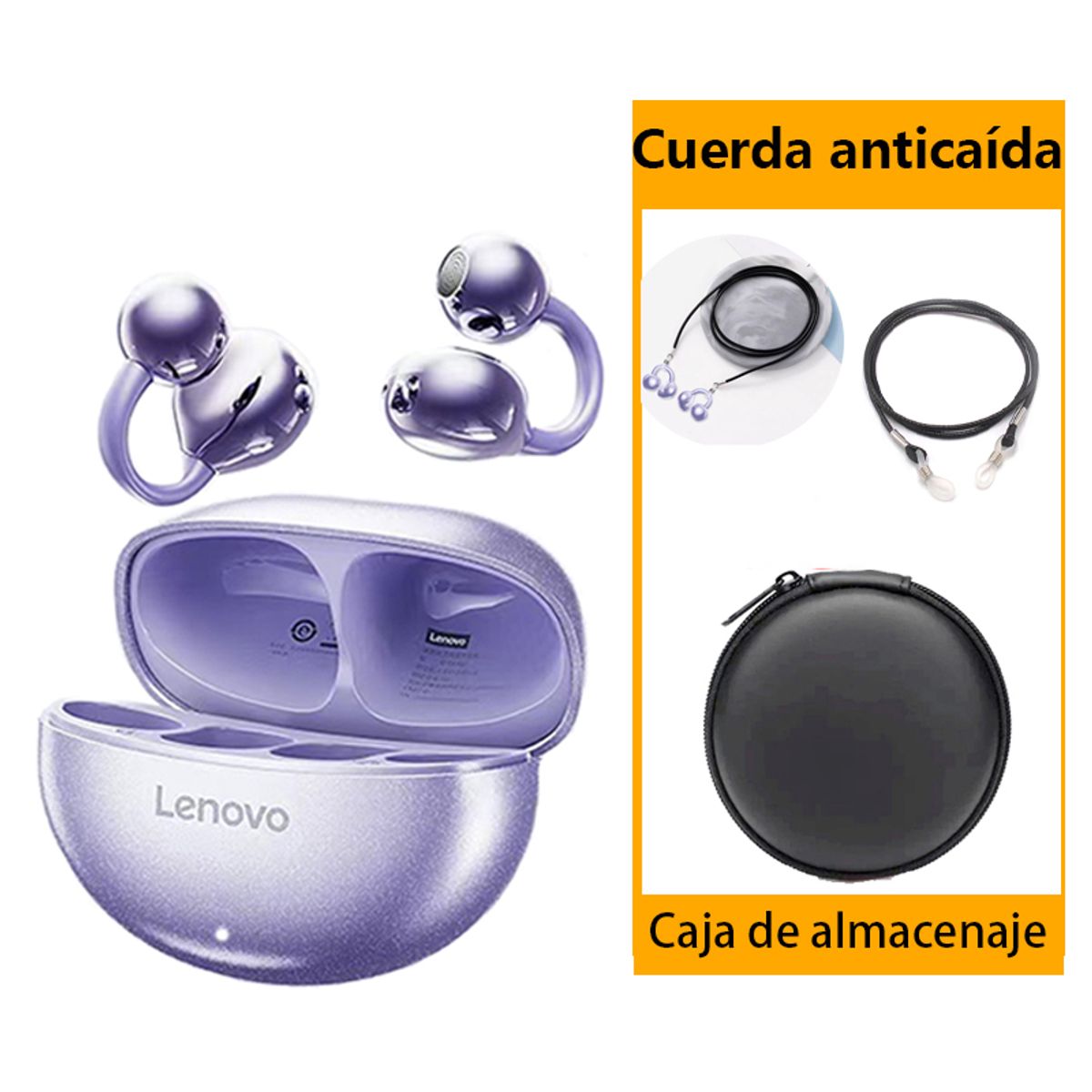 LENOVO - Audífonos Lenovo TA140  Tws Bluetooth Morado 5.4 Y Ropa protectora