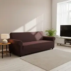GENERICO - Funda Protectora Para Sofá De 3 Cuerpos Tela Cuadrille - Chocolate
