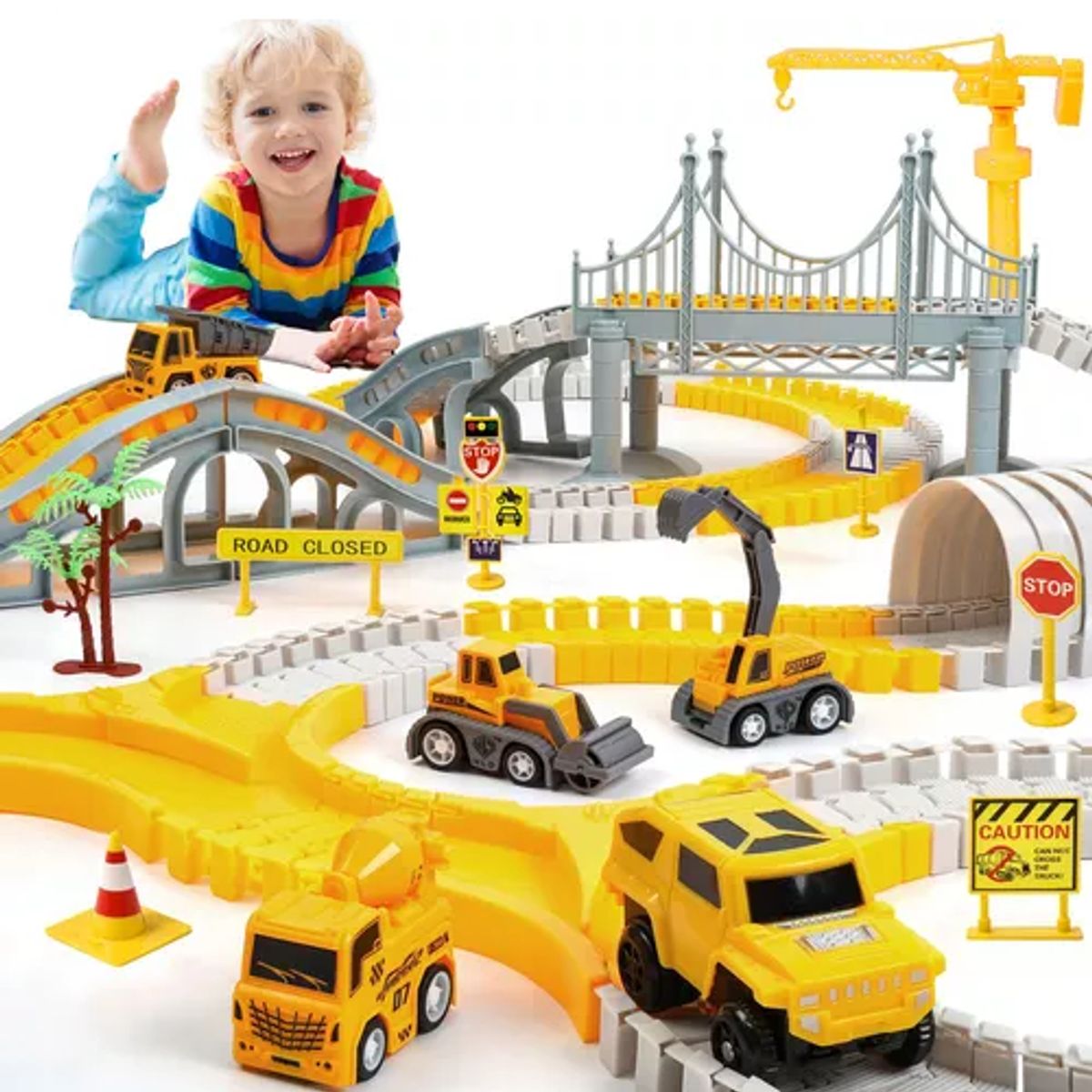 GENERICO - Pista de auto para niño bloque de vehículos educativo color amarillo