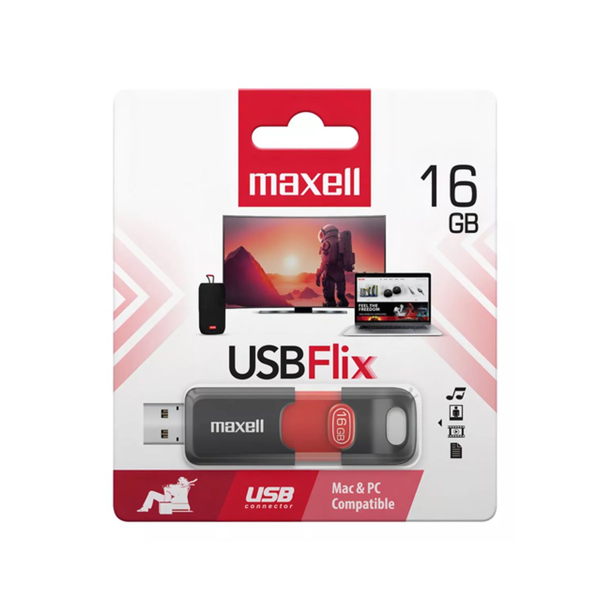 GENERICO - Pack de 3 Pendrives Maxell Flix 16GB 20 rojo