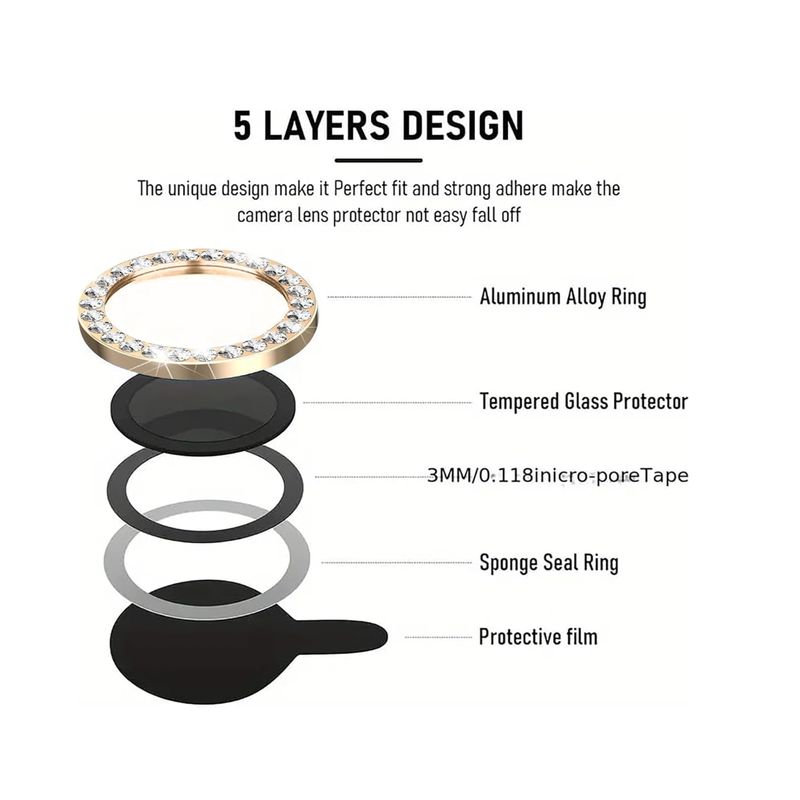 JOIGO - Protector Lente Camara Para iPhone 16 Pro16 Pro max Diamante Dorado