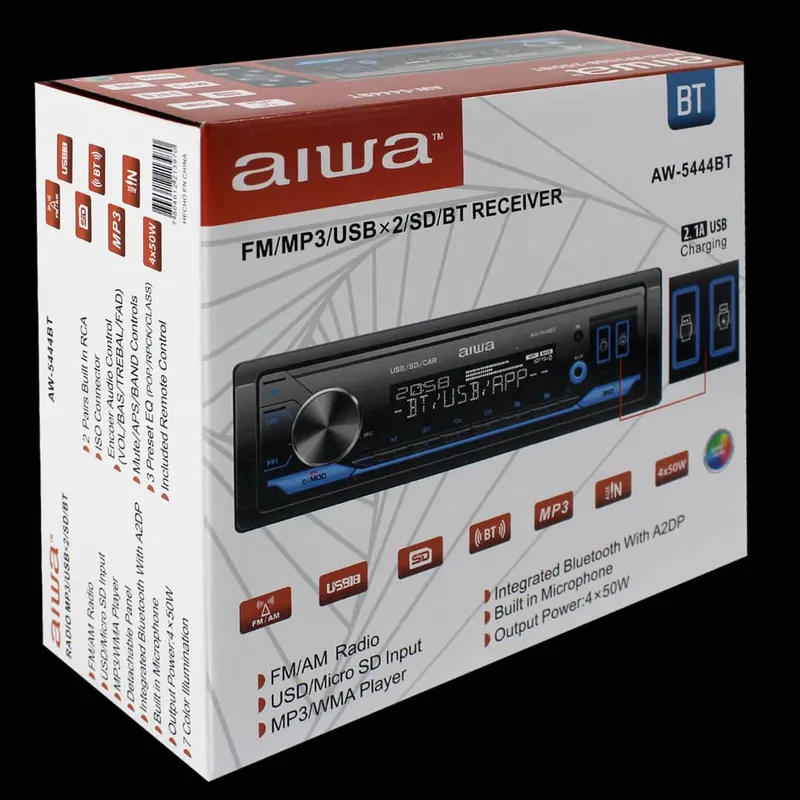 AIWA - RADIO PARA AUTO AW5444BT AIWA BLUETOOTH luz led azul