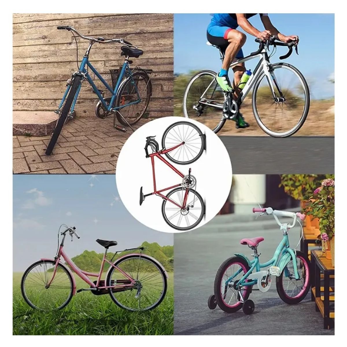 GENERICO - Pack 3 Porta Bicicleta Pared Gancho Para Colgar Soporte Bici