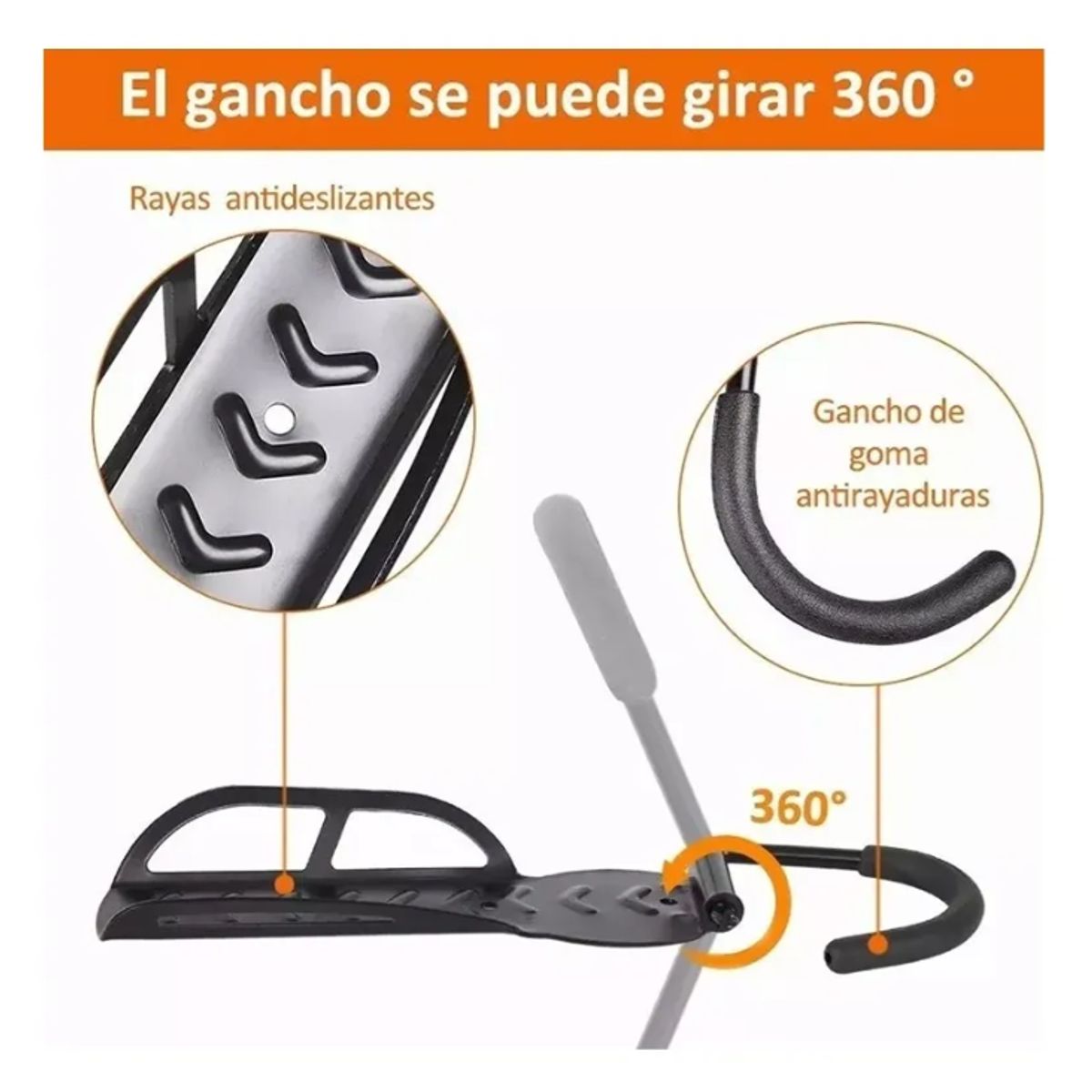 GENERICO - Pack 3 Porta Bicicleta Pared Gancho Para Colgar Soporte Bici