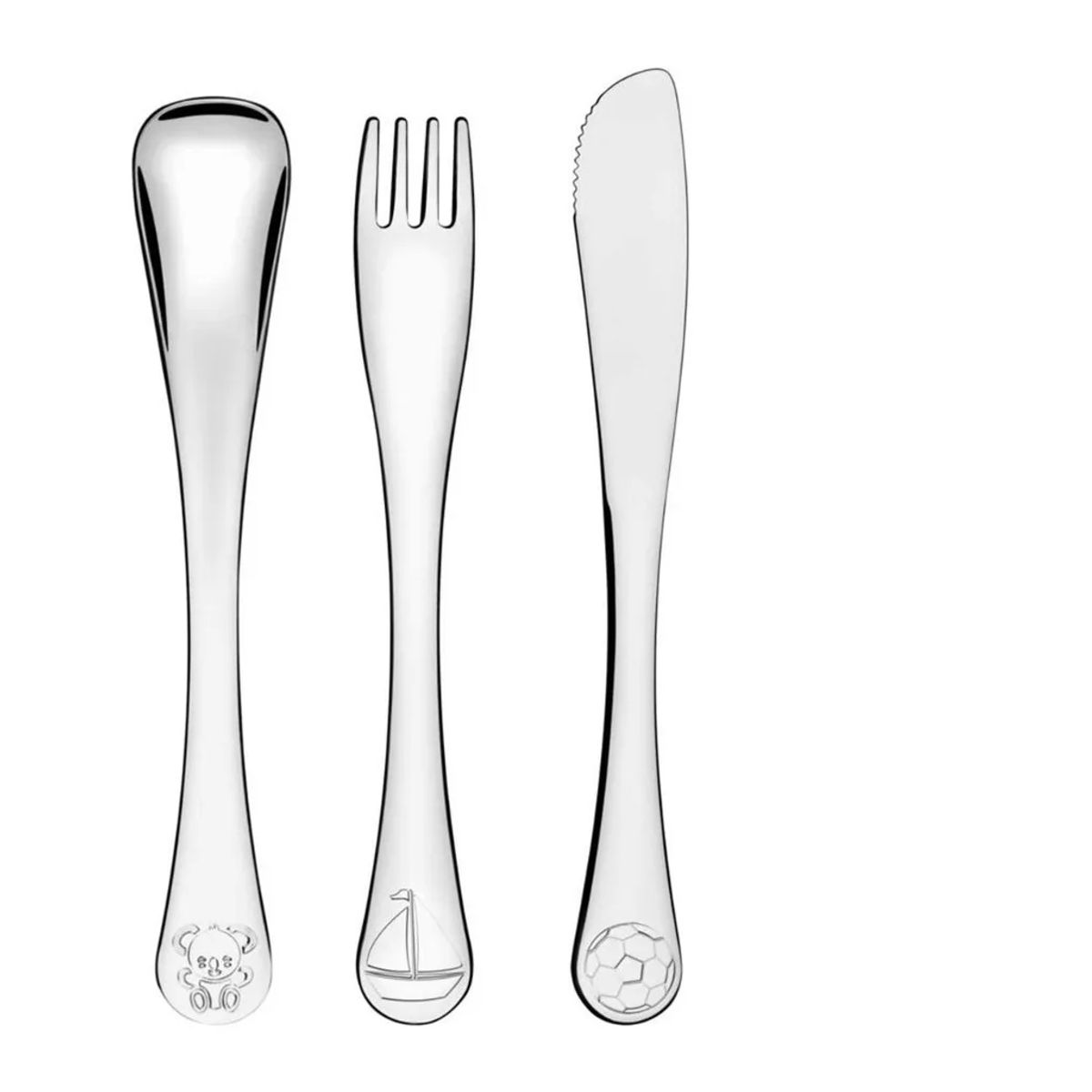 TRAMONTINA - Set de 3 cubiertos de metal para bebé 36 meses OSITO