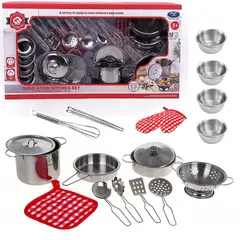 GENERICO - Set De Cocina Ollas 18 Piezas Acero Inoxidable Juguete Niños