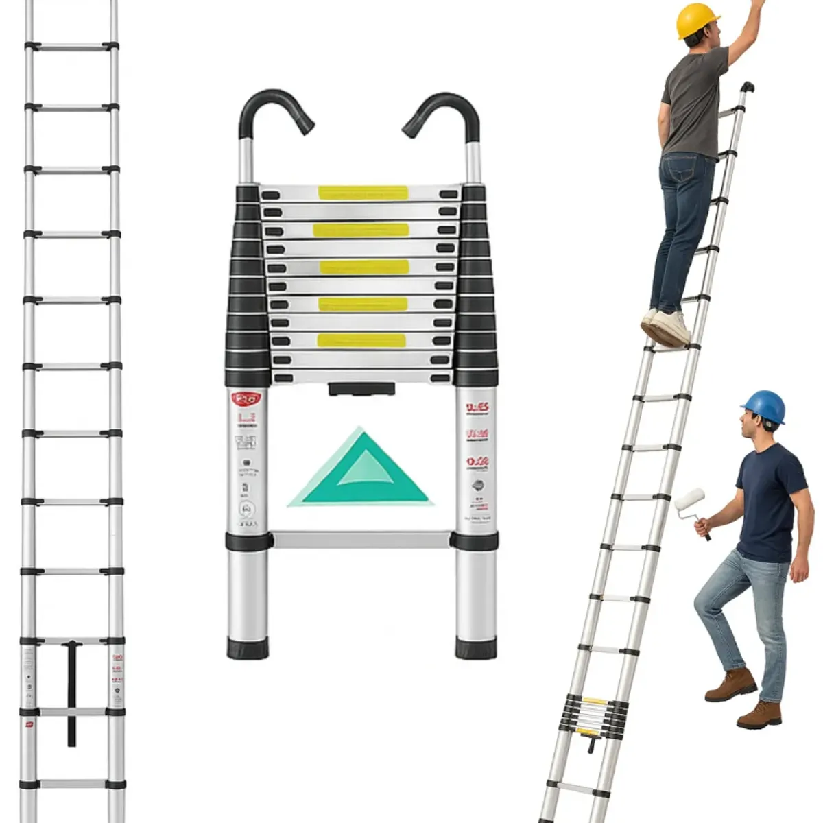 GENERICO - Escalera Telescópica 4.4 Metros Aluminio 150 Kg Con Ganchos