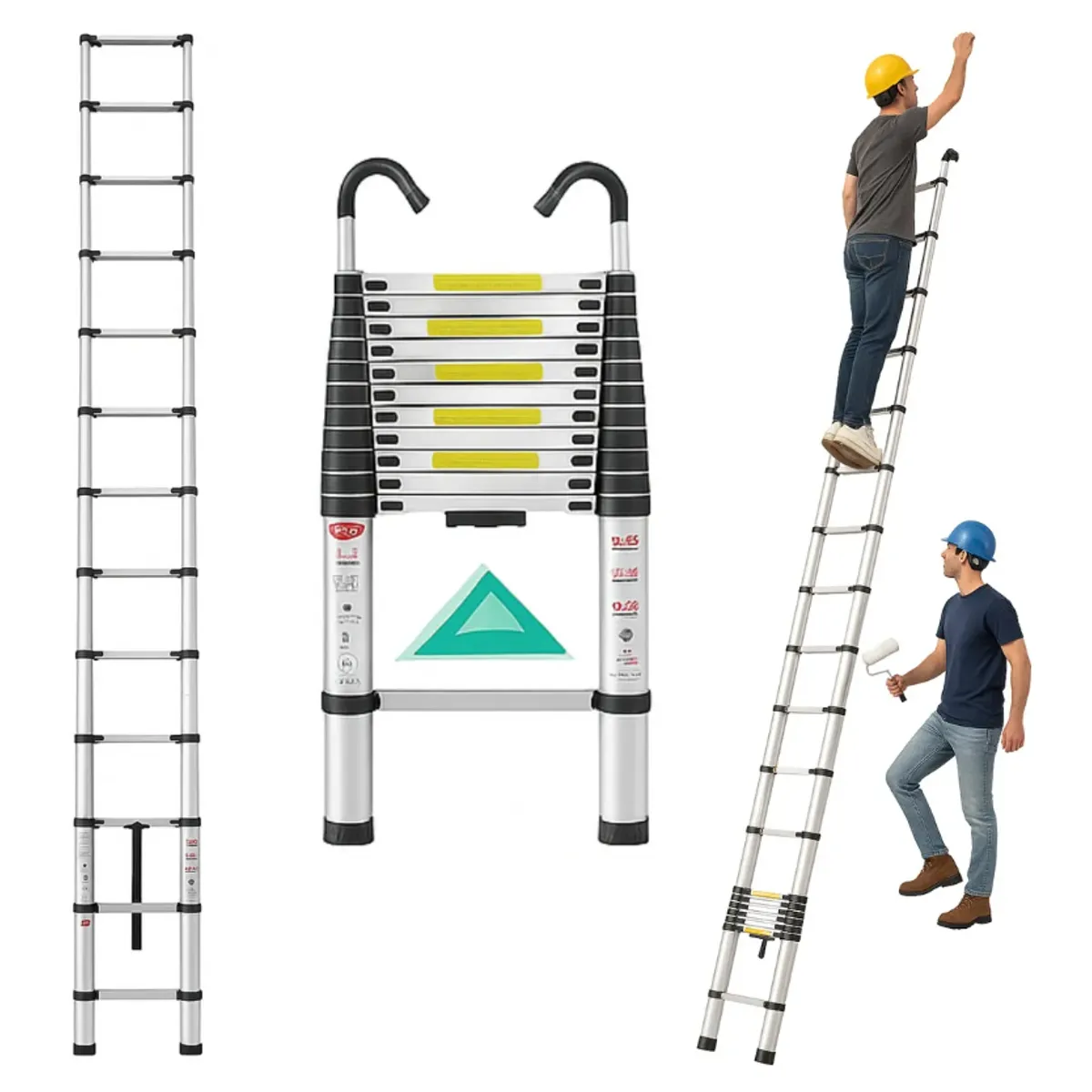 GENERICO - Escalera Telescópica 4.4 Metros Aluminio 150 Kg Con Ganchos