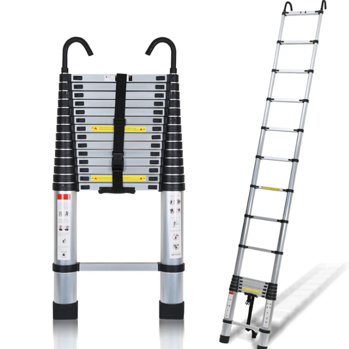 GENERICO - Escalera Telescópica 4.4 Metros Aluminio 150 Kg Con Ganchos