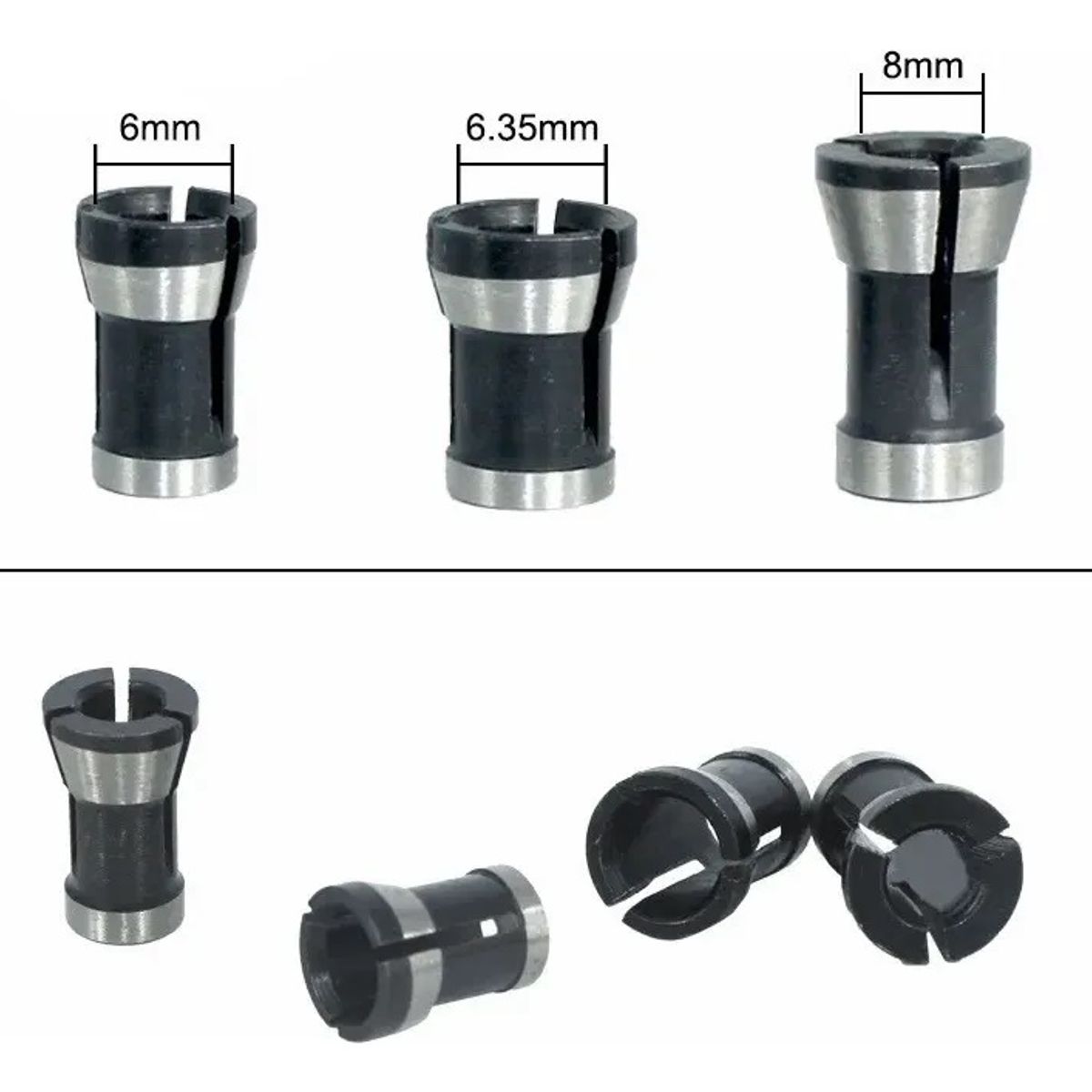 GENERICO - Adaptador Fresa Madera ¼ 8mm Y 6mm Extención Router De ¼