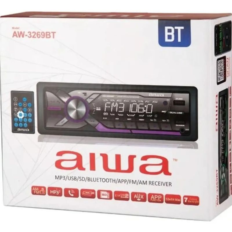 AIWA - RADIO PARA AUTO AIWA AW3269 LUZ LED VERDE