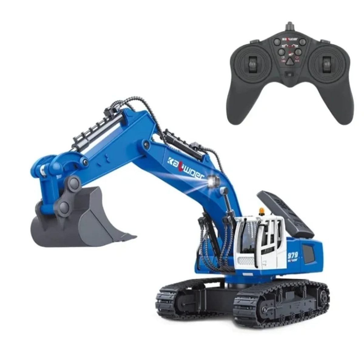 GENERICO - RETROEXCAVADORA CONTROL REMOTO 11 CANALES 1:18 AZUL