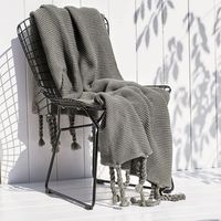 Manta Encaje De Lana Gruesa Tejida A Mano Premium 150x230cm Gris