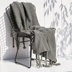 GENERICO - Manta Encaje De Lana Gruesa Tejida A Mano Premium 150x230cm Gris