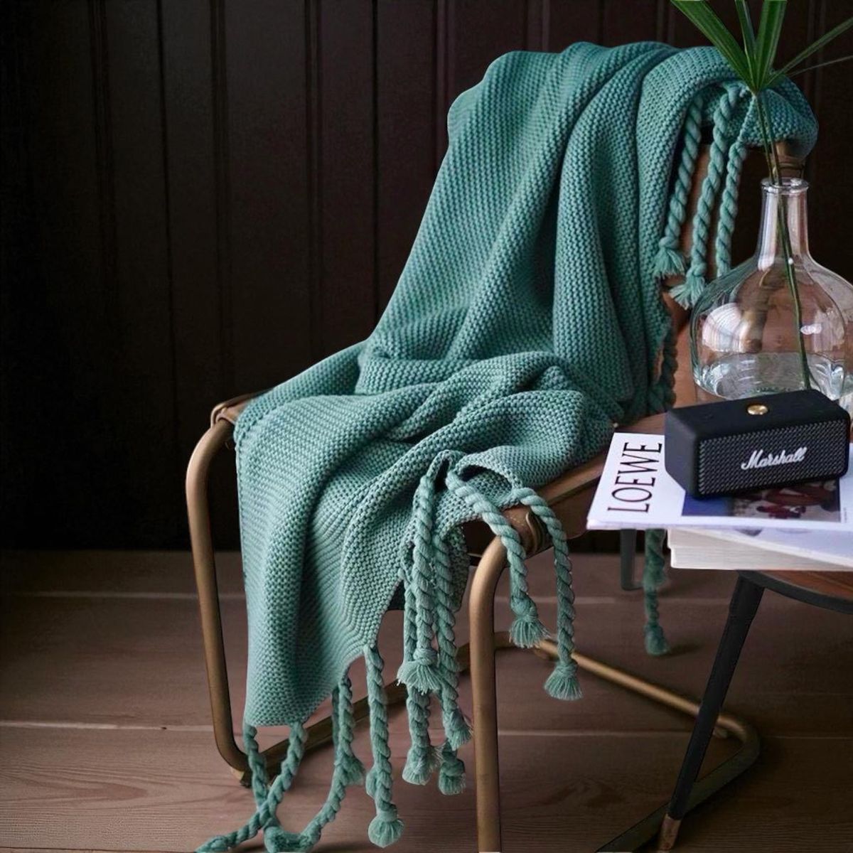 GENERICO - Manta Encaje De Lana Gruesa Tejida A Mano Premium 150x230cm Verde