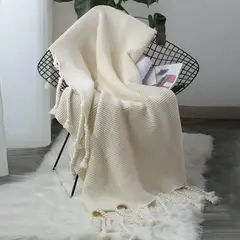 GENERICO - Manta Encaje De Lana Gruesa Tejida A Mano Premium 150x230cm Crema