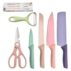 GENERICO - Set De Cuchillos de Colores 6 Piezas Color Pastel