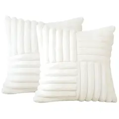 GENERICO - Pack De 02 Fundas De Cojín Pelo De Conejo De Imitación 45x45 Blanco