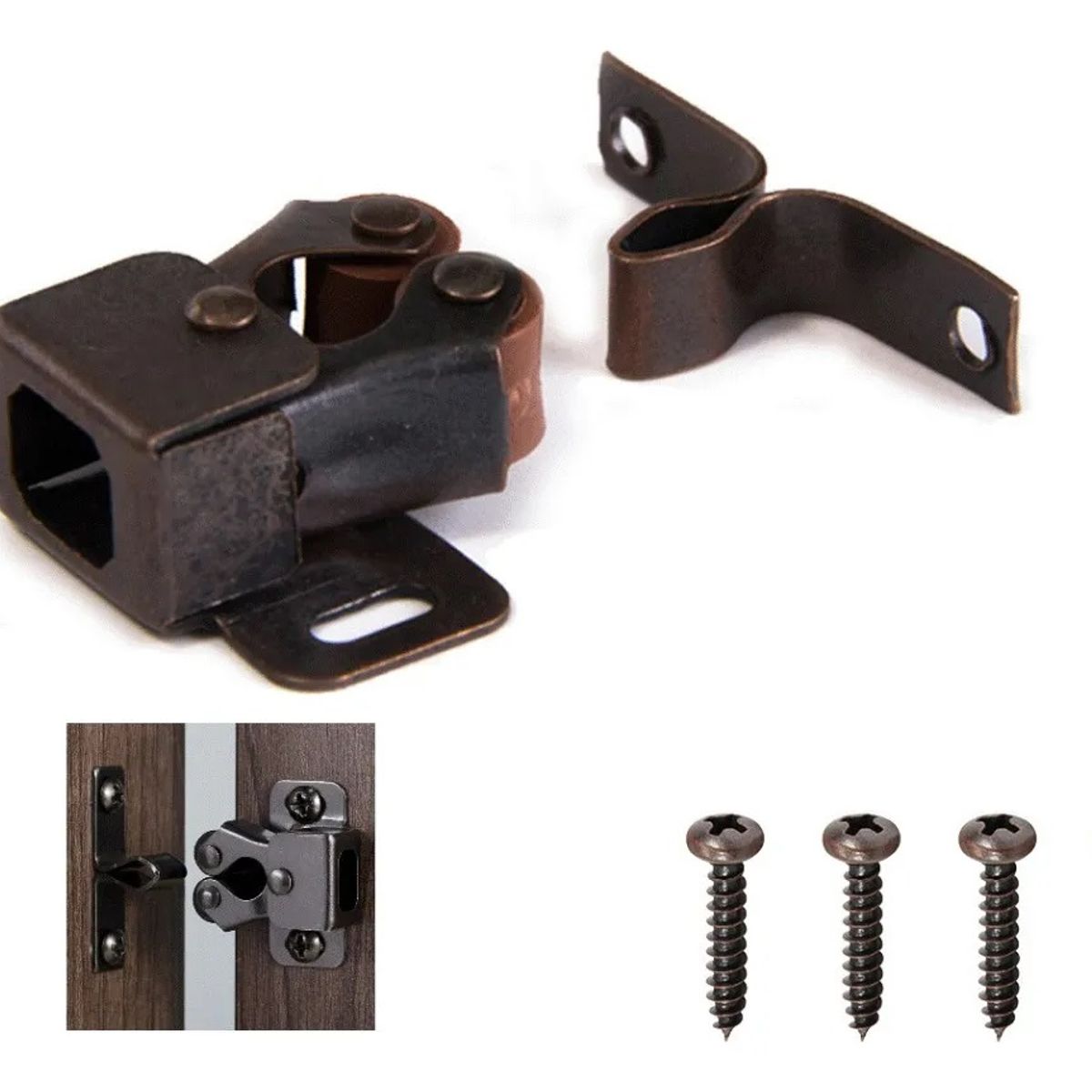 GENERICO - Retenedor Sujetador Cangrejo Puerta Mueble Bronce