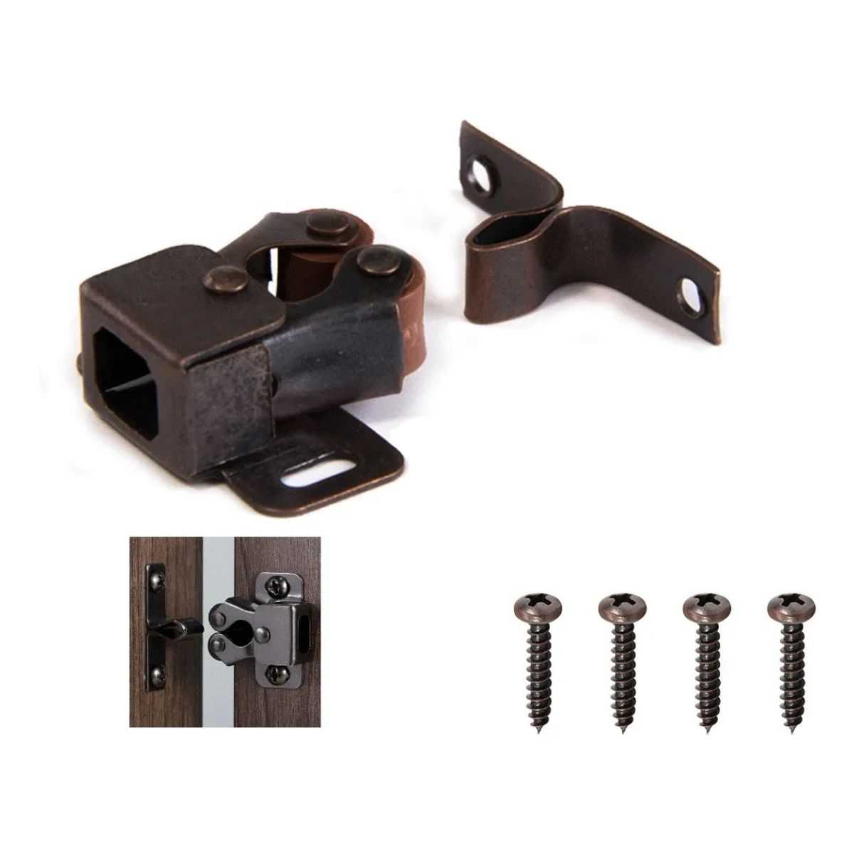 GENERICO - Retenedor Sujetador Cangrejo Puerta Mueble Bronce