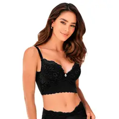 CAROL - Sostén Push Up Encaje Tull Negro Carmine - Negro