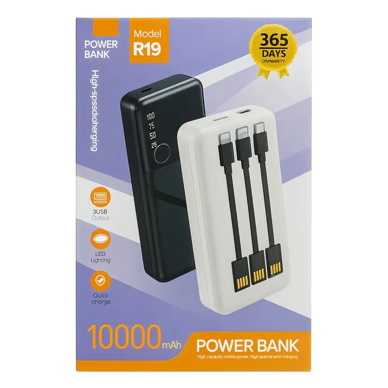 GENERICO - Bateria Externa Power Bank R19 ,10000 Mah 3 Usb