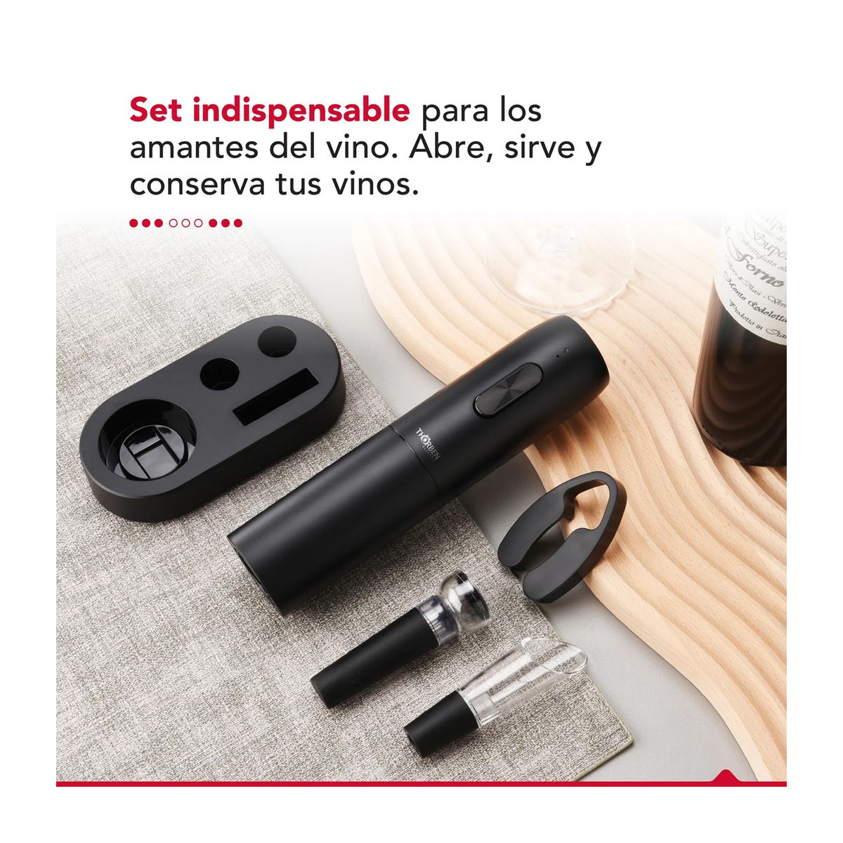THORBEN - Descorchador Eléctrico Set de Vino Thorben Usb Wine Set