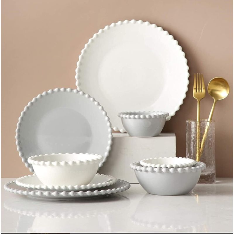 MI DECO HOME CADA DETALLE IMPORTA - SET CON 18 PIEZAS VAJILLA CEMAMICA ROMANTIC