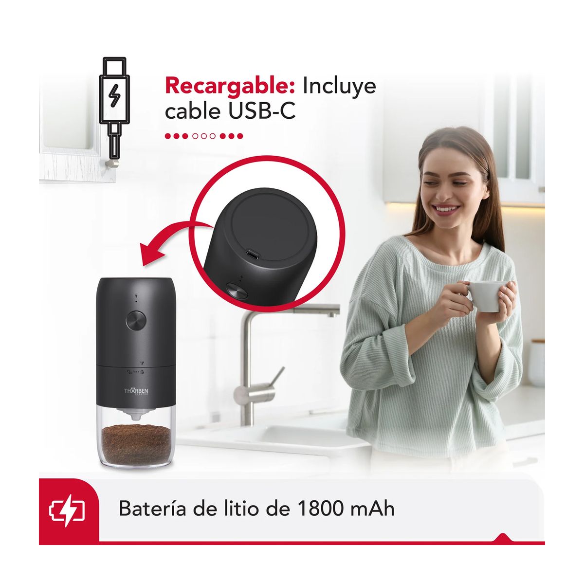 THORBEN - Molinillo de Café Thorben Usb Coffee Grinder