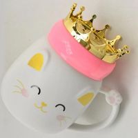 Taza Mug Gatito Con Corona Rey Reina Tazón Kawaii Catlover Blanco