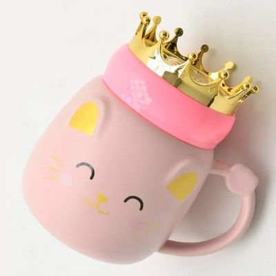 Imagen 2 del producto Taza Mug Gatito Con Corona Rey Reina Tazón Kawaii Catlover Rosa