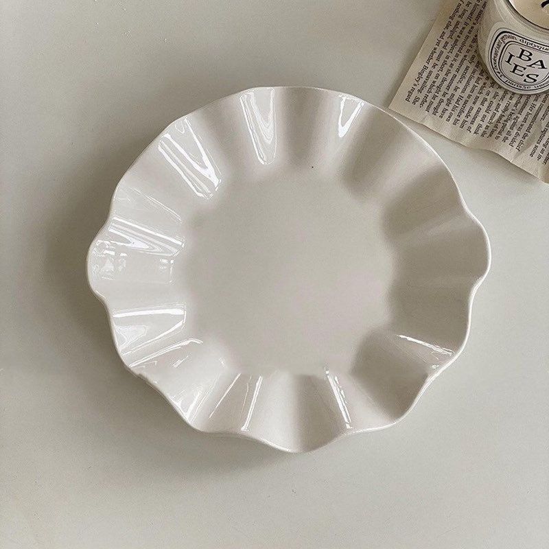 MI DECO HOME CADA DETALLE IMPORTA - SET DE 6 PLATOS PORCELANA BLANCO WAVES POSTRE / ENTRADA