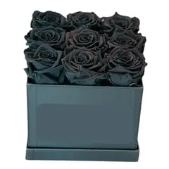 GENERICO - Box Cuadrado de 9 Rosas Negras Eternas de Jabón