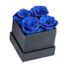 GENERICO - Box Cuadrado 4 Rosas Azules Eternas de Jabón