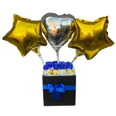 GENERICO - Box Cuadrado 8 Rosas Azules Eternas