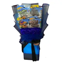 GENERICO - Bouquet de 8 Rosas Eternas de Jabón y 4 Carritos Hot Wheels