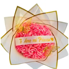 GENERICO - Bouquet de 25 Rosas Eternas Rosadas