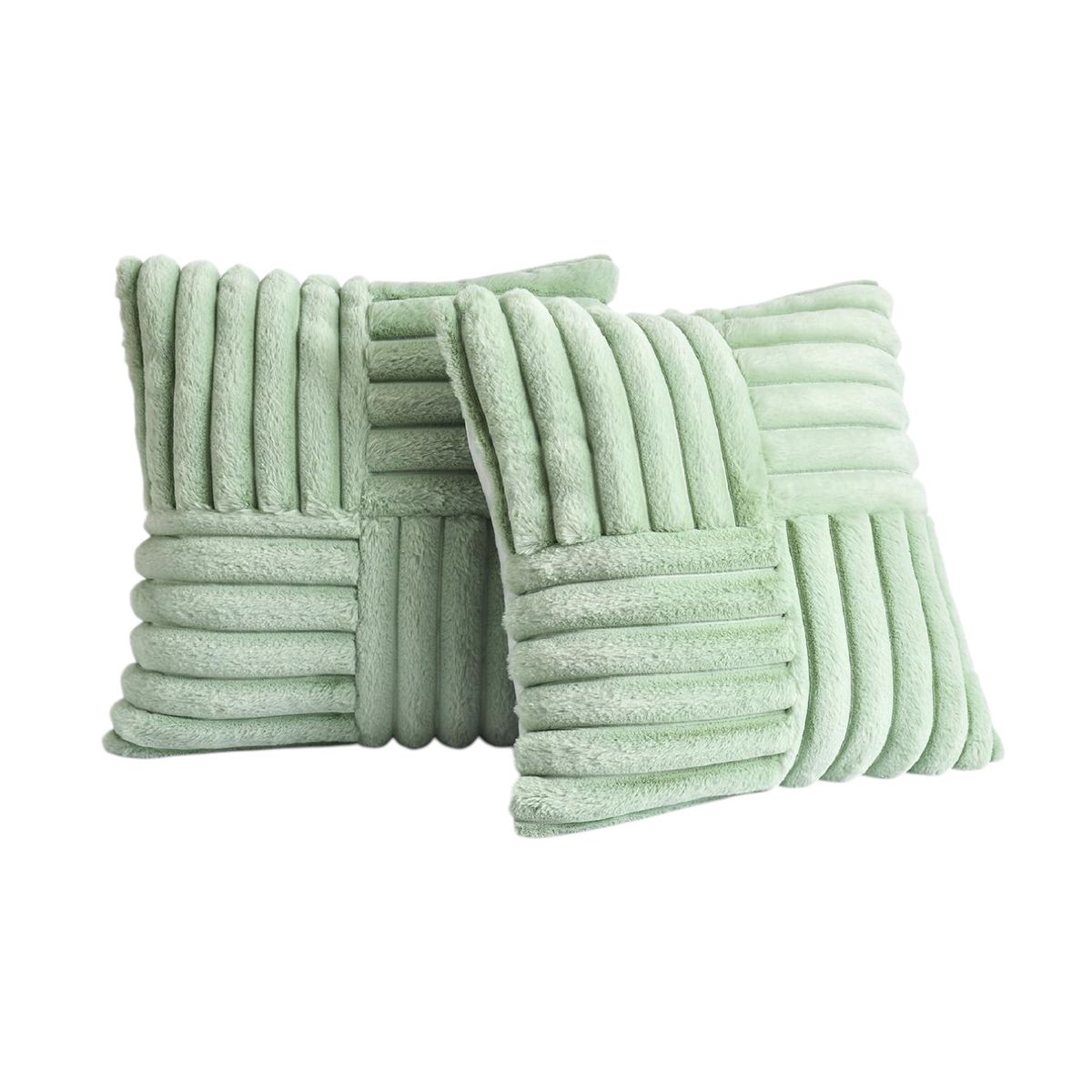 GENERICO - Pack De 02 Fundas De Cojín Pelo De Conejo De Imitación 45x45 Verde