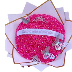 GENERICO - Bouquet de 100 Rosas Fucsias Eternas