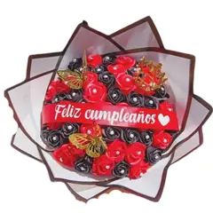 GENERICO - Bouquet de 50 Rosas Eternas Negras y Rojas