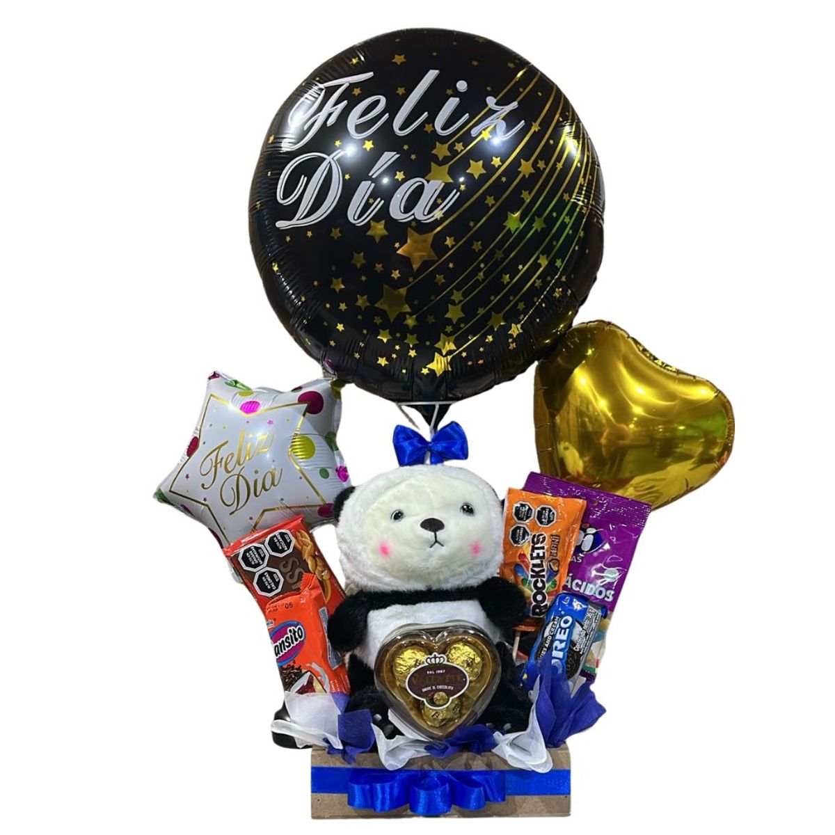 GENERICO - Regalo para Niños con Peluche Oso Panda Dulces y Globos