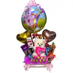 GENERICO - Regalo para Niños con Oso 30cm Dulces y Globos