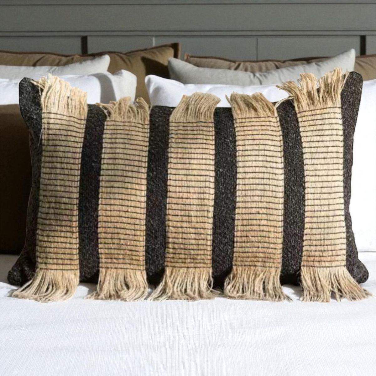 GENERICO - Pack de 02 Fundas De Cojin con detalles en yute 30x50cm md10