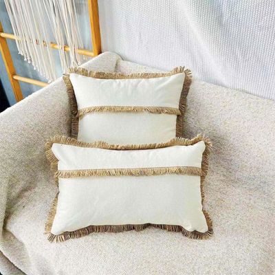 Imagen 2 del producto Pack de 02 Fundas De Cojin con detalles en yute 30x50cm md14