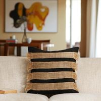 Pack de 02 Fundas De Cojin con detalles en yute 45x45cm md15