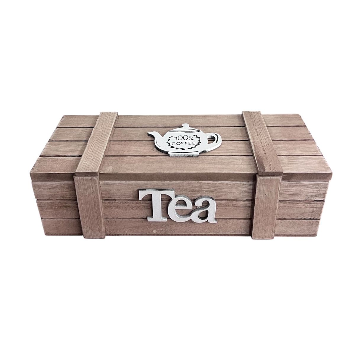 OEM - Caja De Té Mediana De Madera 3 Espacios Corazon Colgante