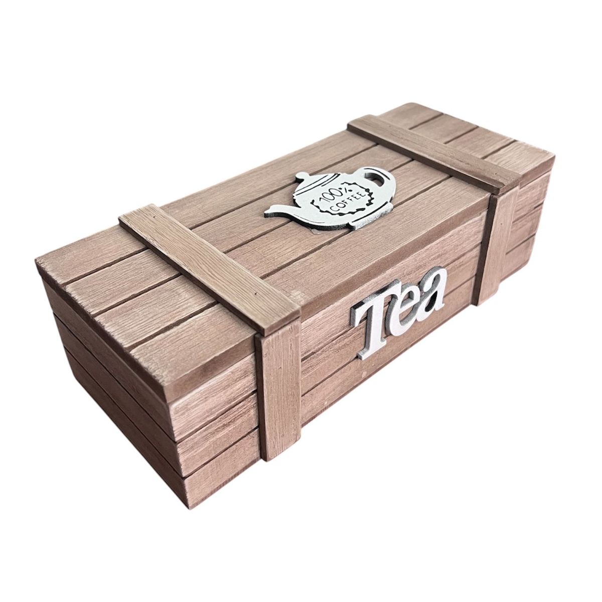 OEM - Caja De Té Mediana De Madera 3 Espacios Corazon Colgante
